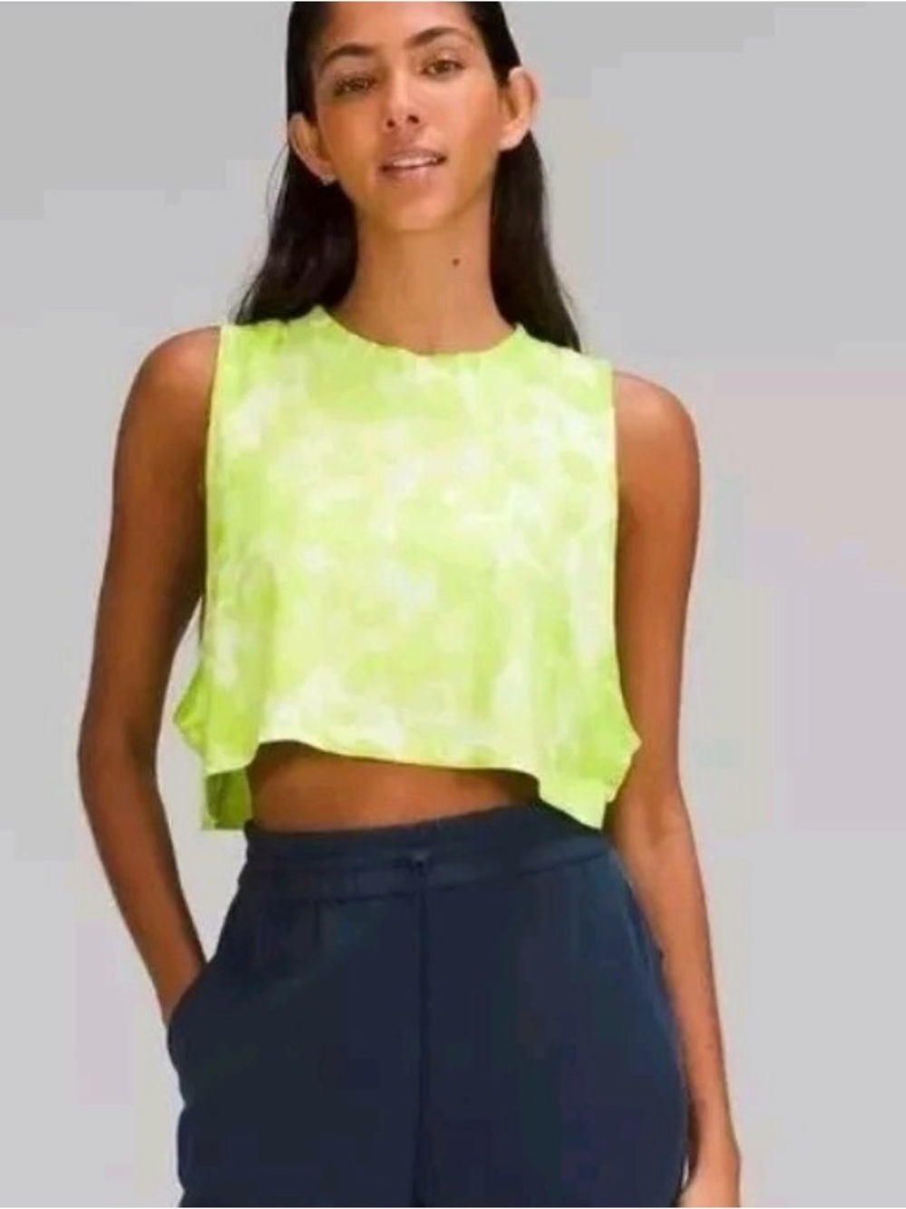Lululemon All Yours Cropped Cotton Tank Top Marmoleado Tie Dye Eccentric Lime 10